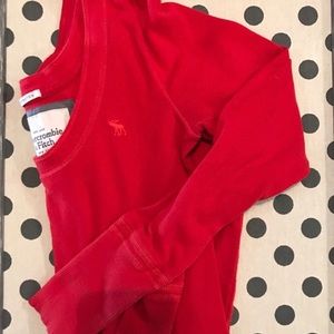 Abercrombie&Fitch Red Long- Sleeved Scooped Neck